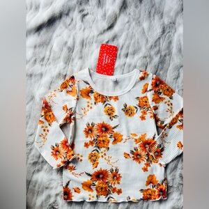 Orange Floral Long Sleeve Kids Top
